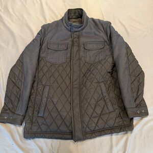 Tumi Men's Quilted Mixed-Media Jacket in black Size XL